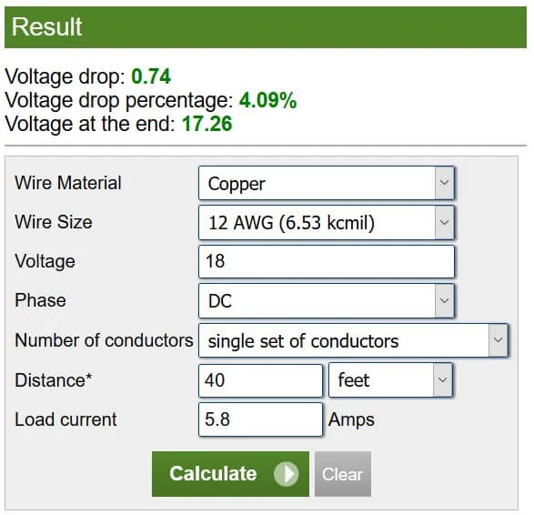 how to calculate voltage drop
