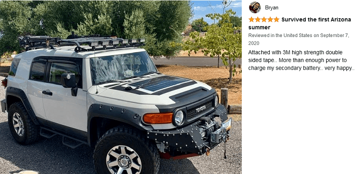 topsolar flexible solar panel mounted on car hood